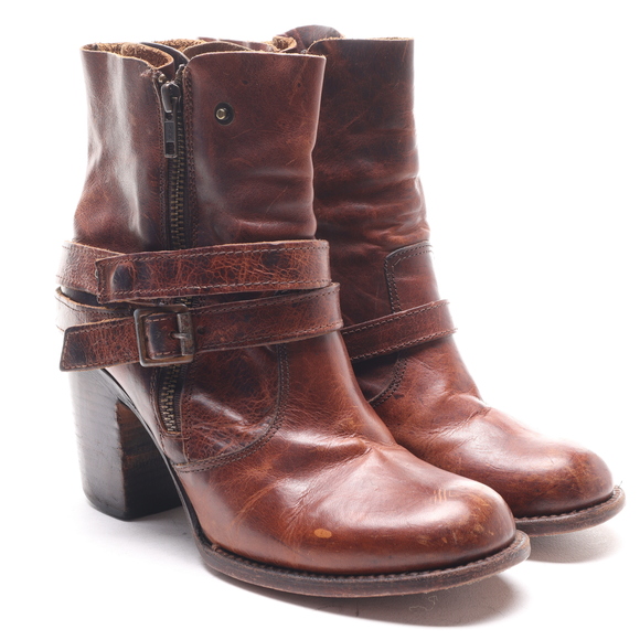 Freebird by Steven Women Leather BAMA Heeled Ankle Boots Booties Size 9 Brown - Picture 4 of 17